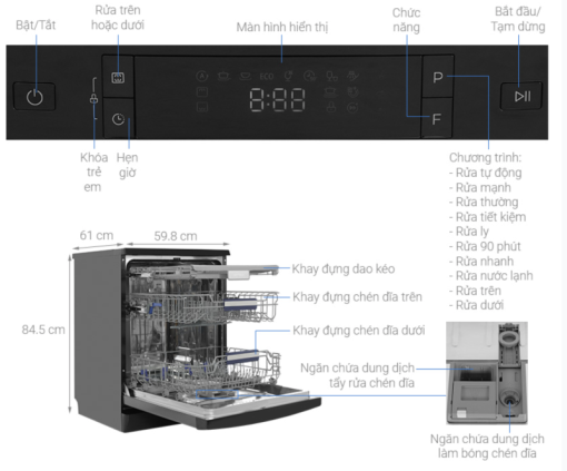 MÁY RỬA CHÉN ĐỘC LẬP HAFELE HDW F602EB 538.21.360 - 2